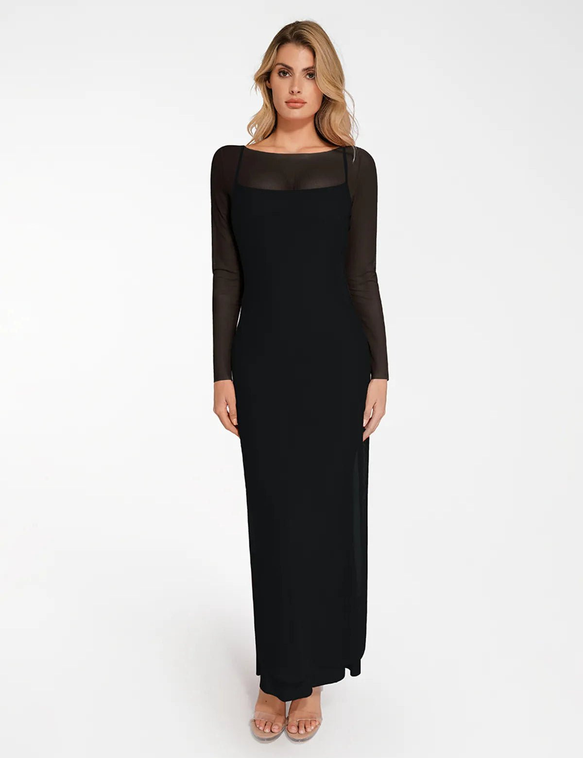  S The Popilush Long Sleeve Sheer Mesh Maxi Cover-Up