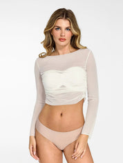 New arrivals White / XS The Popilush Long Sleeve Sheer Mesh Top