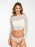 New arrivals White / XS The Popilush Long Sleeve Sheer Mesh Top