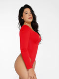 New arrivals The Shapewear Bodysuit Long Sleeve V-Neck Lace Trim