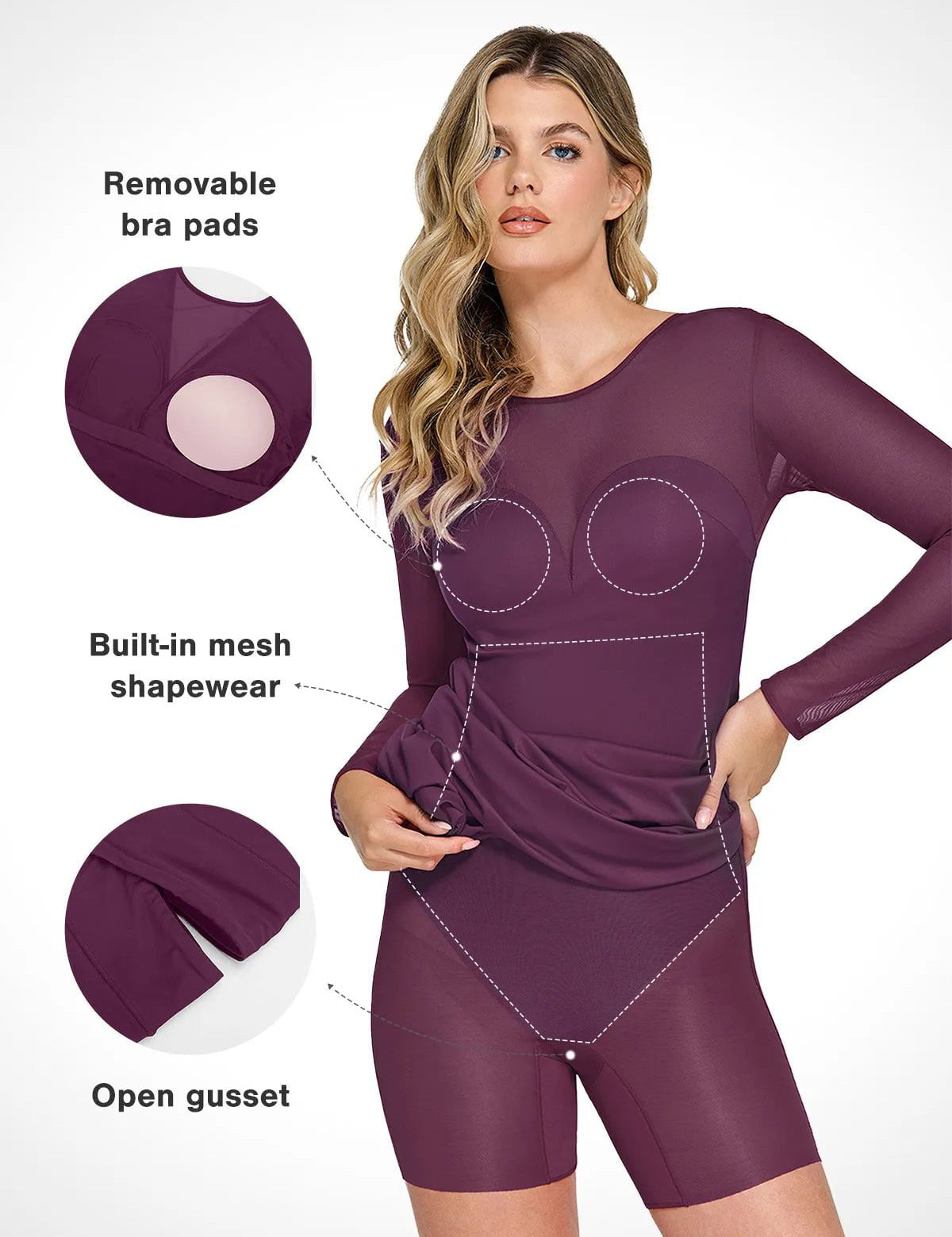 New arrivals The Shapewear Dress Long Sleeve Sheer Mesh Maxi