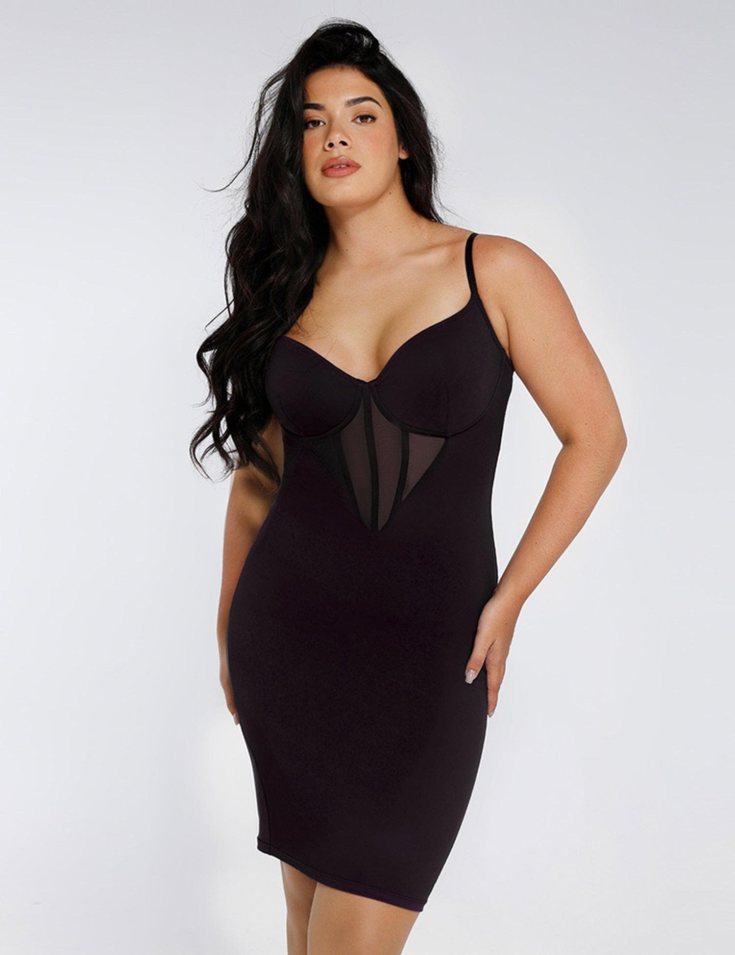  XS The Shapewear Dress Midi with Mesh Detail