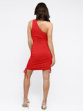 Popilush? Bluetag Built-In Shapewear One Shoulder Ruched Midi Dress