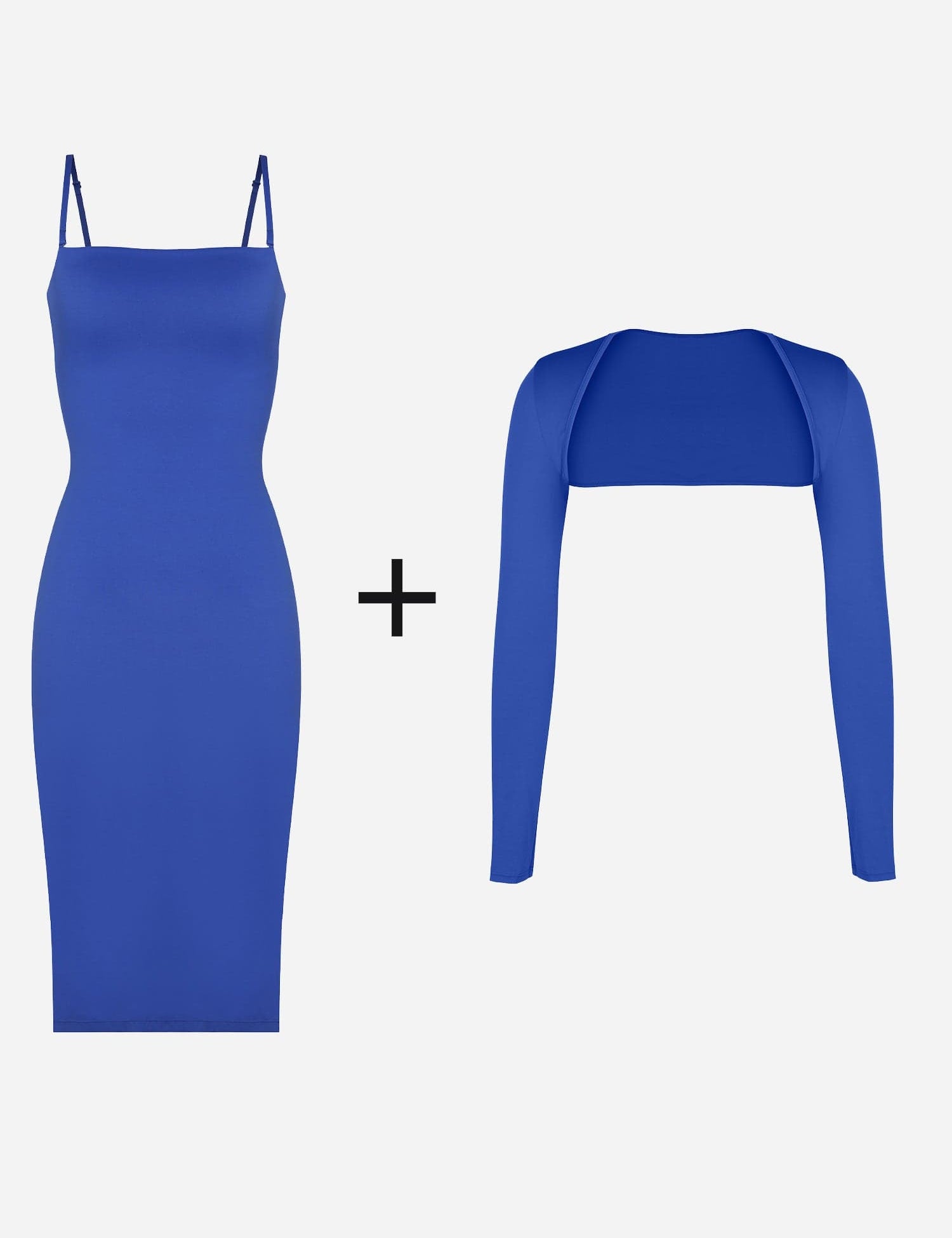 Popilush® Cooling Bodycon Summer Dress Set Bluetag Cooling Built-In Shapewear Tube Maxi Dress Or Shrug