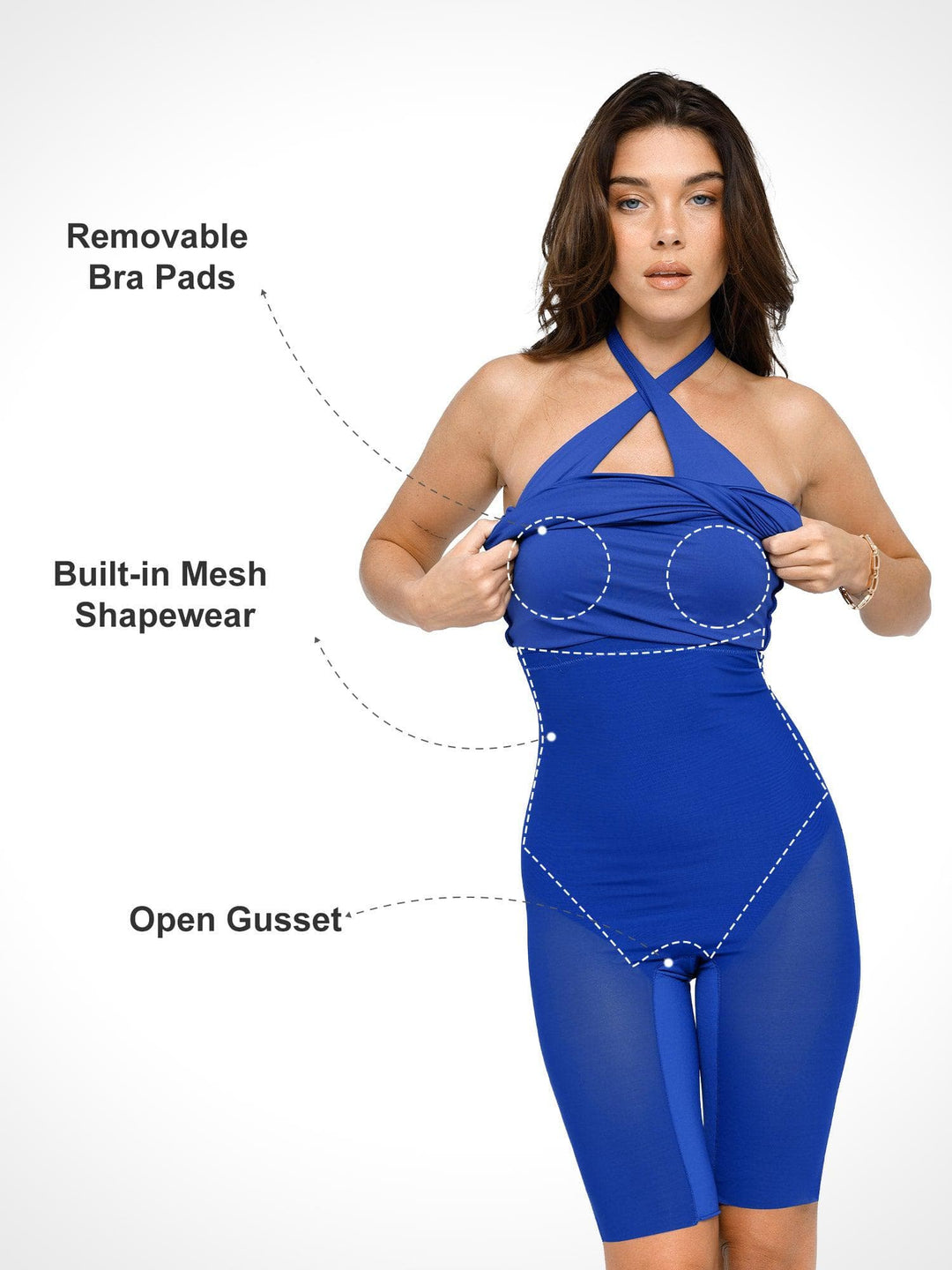 Popilush® Bodycon Summer Dress Low Back Built-in Shapewear Backless Dress or Jumpsuit