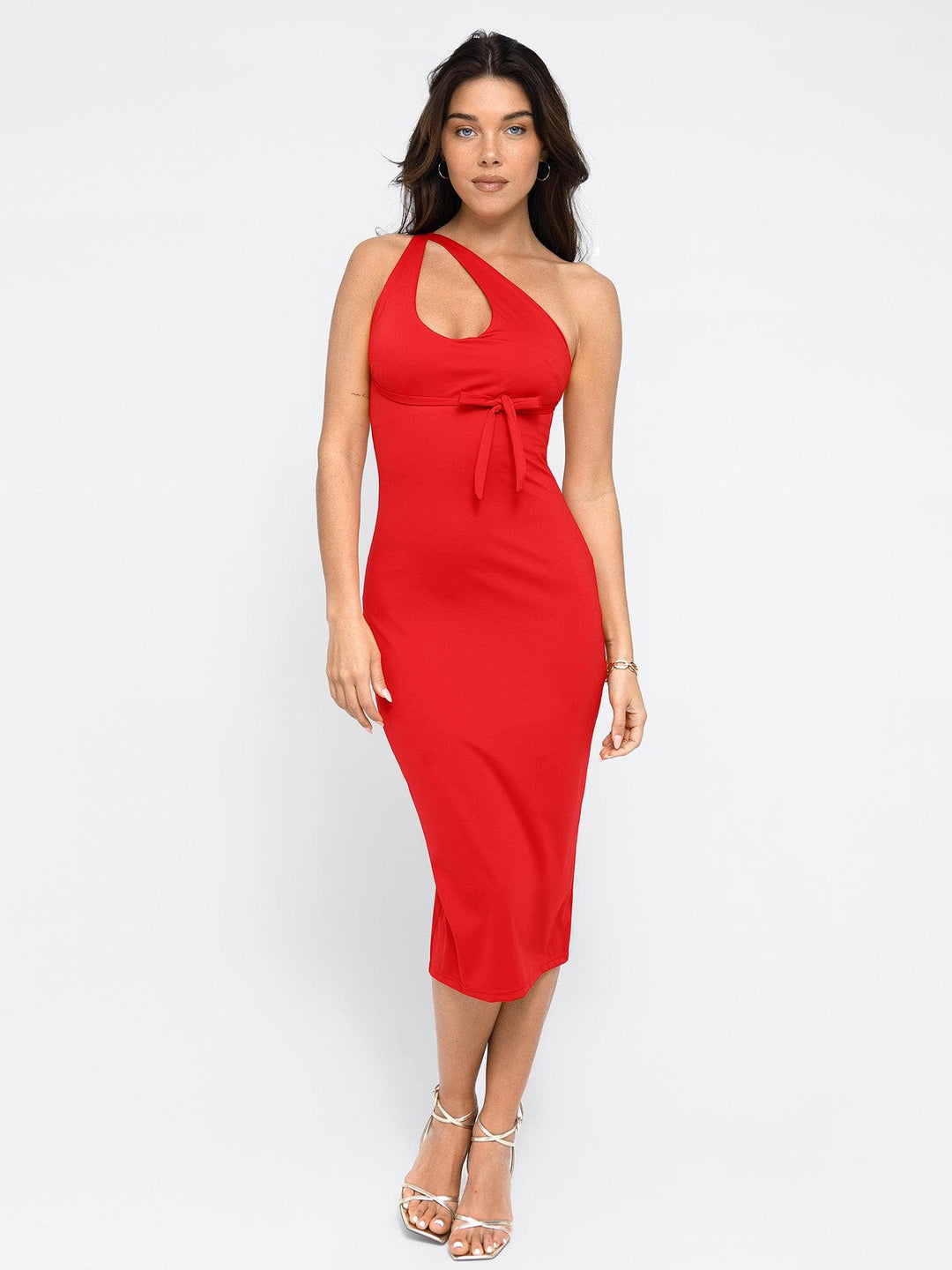 Popilush® Built-in Shapewear Backless Halter Midi Dress