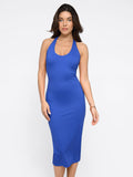 Popilush® Blue / XS Built-in Shapewear Backless Halter Midi Dress