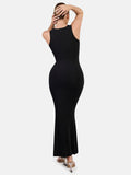 Popilush® Bodycon Summer Dress Built-In Shapewear Crew Neck Sleeveless Maxi Lounge Dress