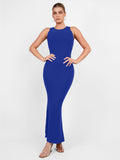 Popilush Bodycon Summer Dress Built-In Shapewear Crew Neck Sleeveless Maxi Lounge Dress