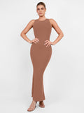 Popilush Bodycon Summer Dress Built-In Shapewear Crew Neck Sleeveless Maxi Lounge Dress