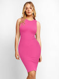 Popilush Bodycon Summer Dress Pink / XS Built-In Shapewear Crew Neck Sleeveless Midi Lounge Dress