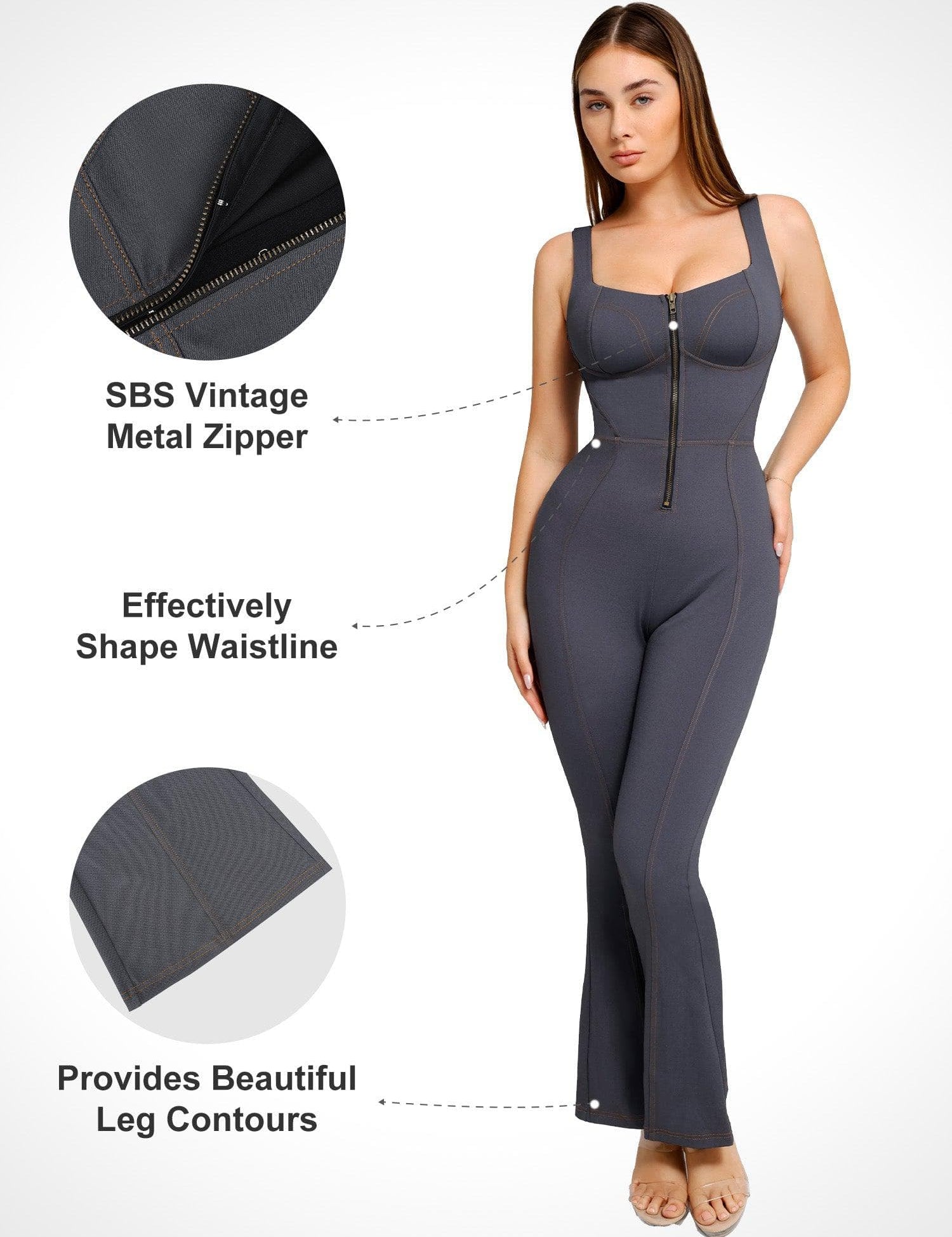 Popilush Denim Shaper & Dress Built-In Shapewear Denim Bodysuit Or Dress Or Jumpsuit