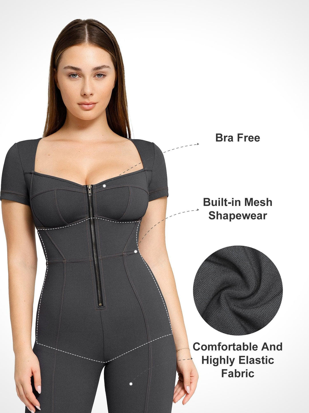 Popilush® Denim Shaper & Dress Built-In Shapewear Denim Bodysuit Or Dress Or Jumpsuit