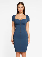 Popilush Denim Shaper & Dress Built-In Shapewear Denim Bodysuit Or Dress Or Jumpsuit