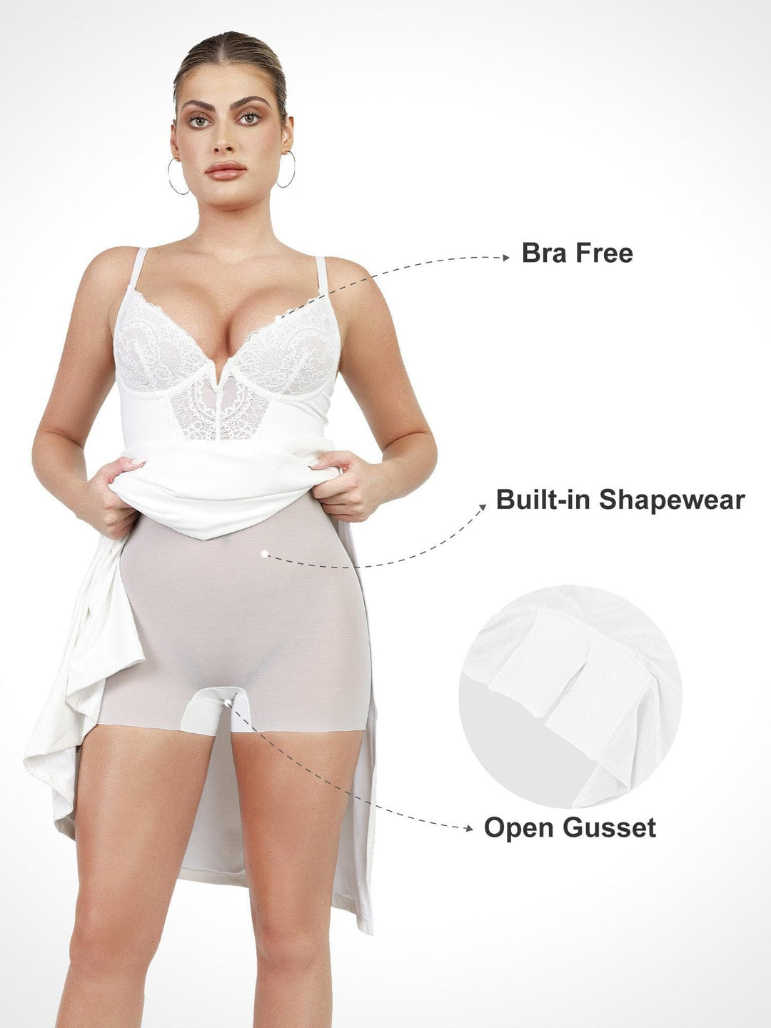 Popilush® Lace Outfits Built-In Shapewear Lace Bodysuit Or Jumpsuit Or Dress