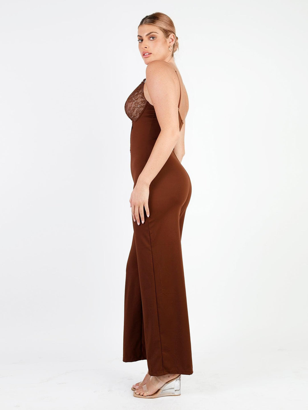 Popilush? Built-In Shapewear Lace  Thong Bodysuit Or Wide-Leg Jumpsuit Or Maxi Dress