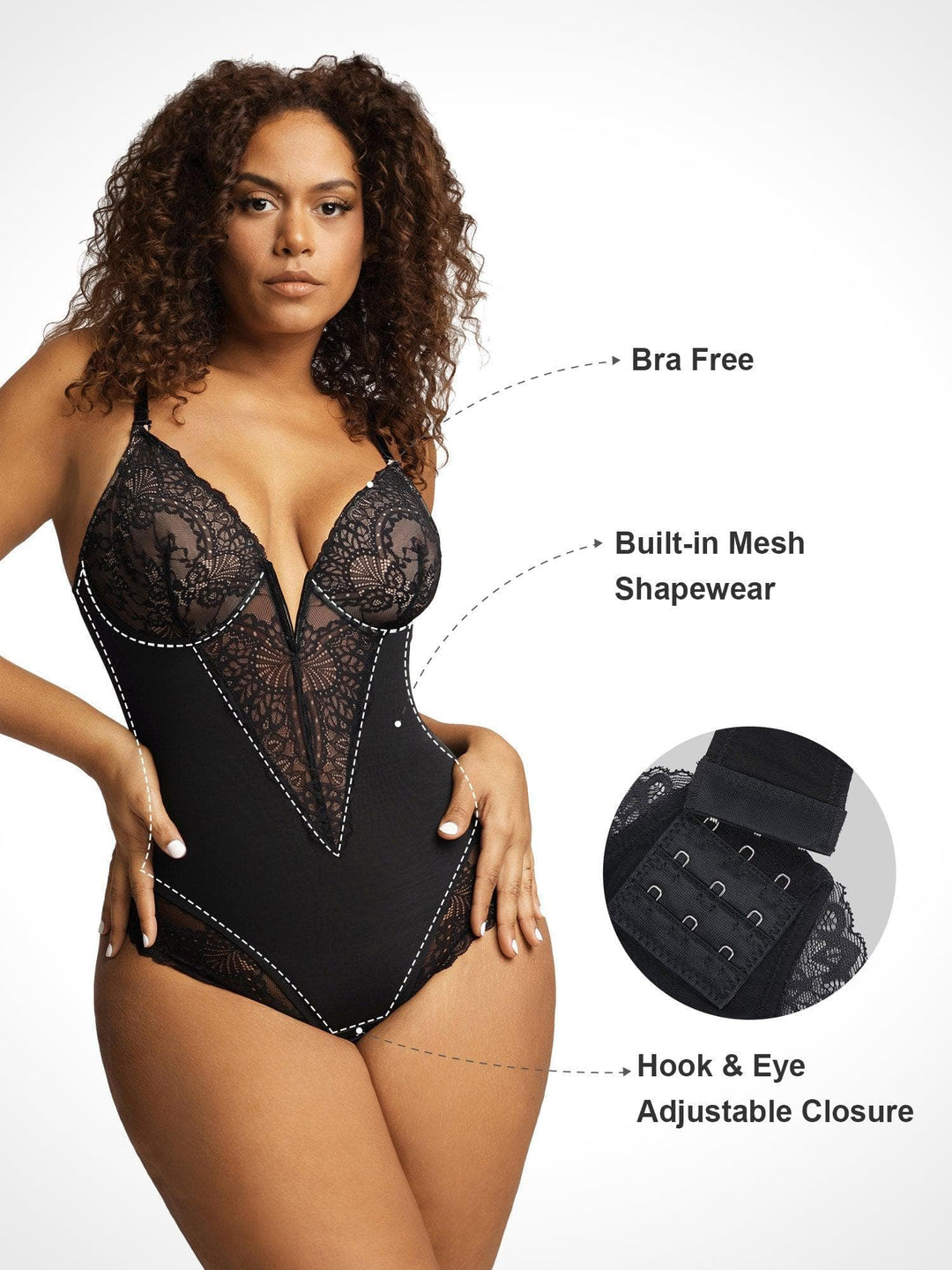 Popilush? Built-In Shapewear Lace  Thong Bodysuit Or Wide-Leg Jumpsuit Or Maxi Dress