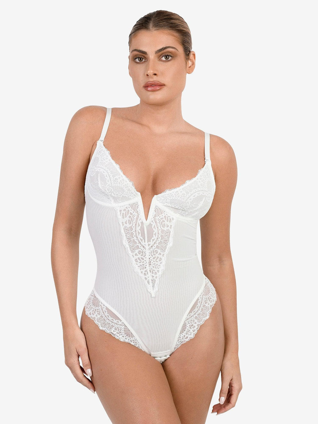 Popilush? Built-In Shapewear Lace  Thong Bodysuit Or Wide-Leg Jumpsuit Or Maxi Dress