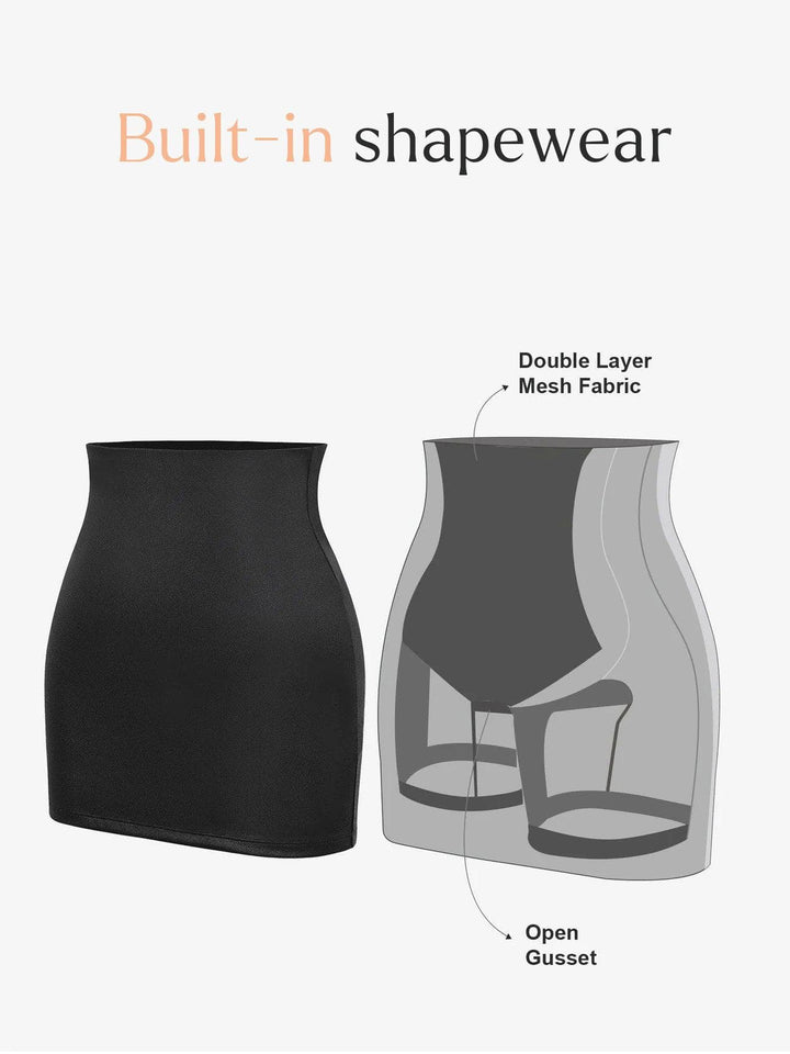 Popilush Faux Leather Collection Built-In Shapewear Leather Bodysuit or Midi Skirt or Mini Skirt or Leggings