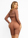 Popilush Square Neck Bodycon Maxi Long Dress Built-in Shaper Modal Long Sleeve Lounge Dress