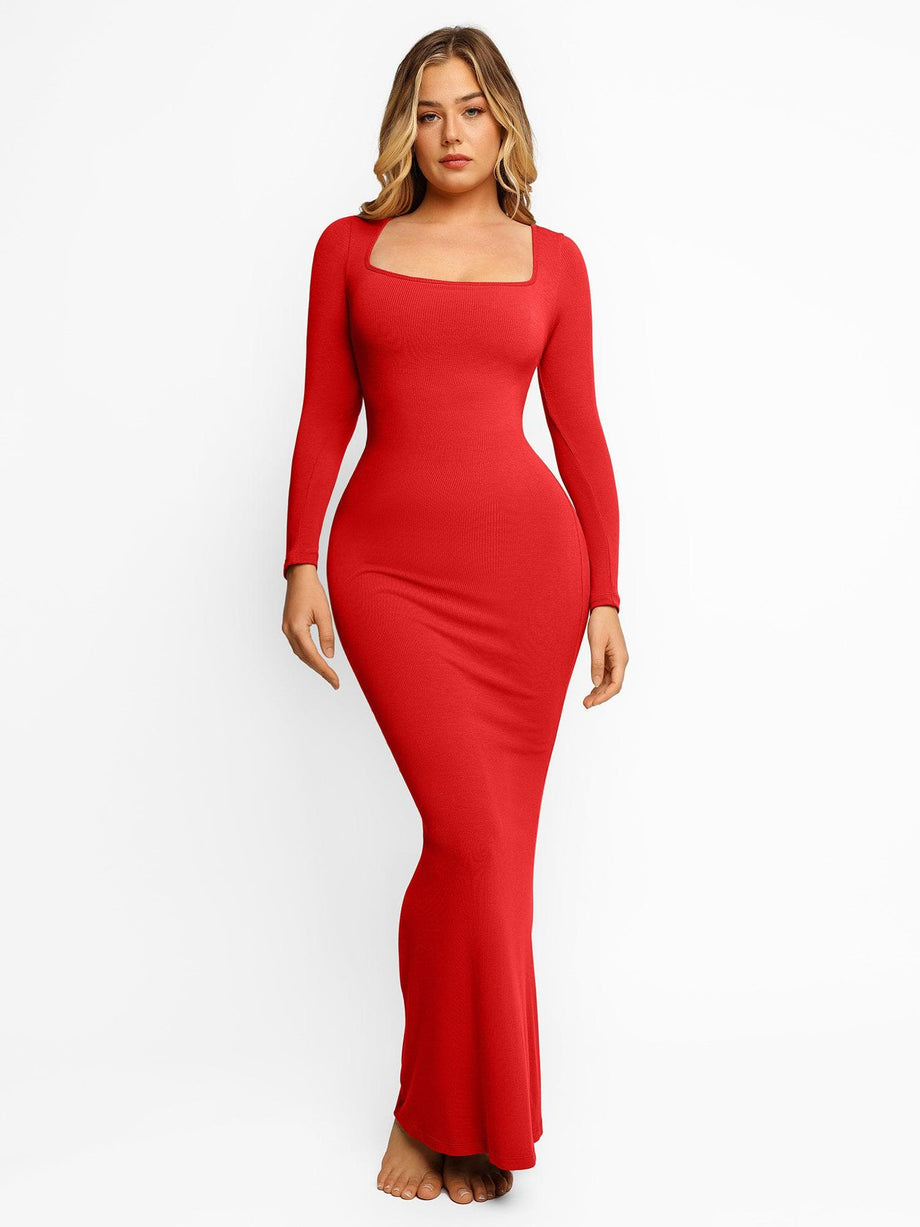 Popilush Bodycon Dresses for Women Long Sleeve Square Neck Midi Dress Built  in Shapewear Club Party Dress : : Clothing, Shoes & Accessories