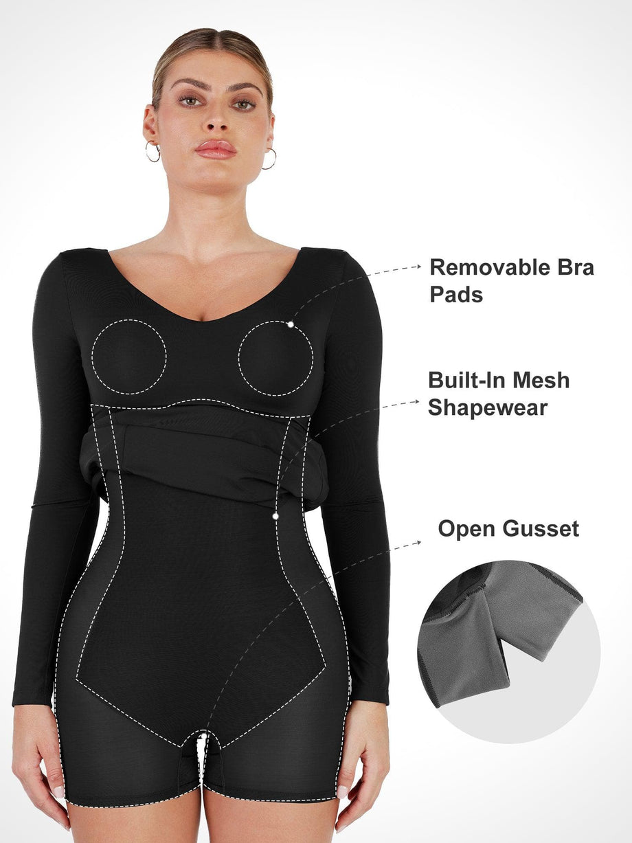 Popilush Maxi Shapewear Dress Built in Bra Bodysuit for Women 8