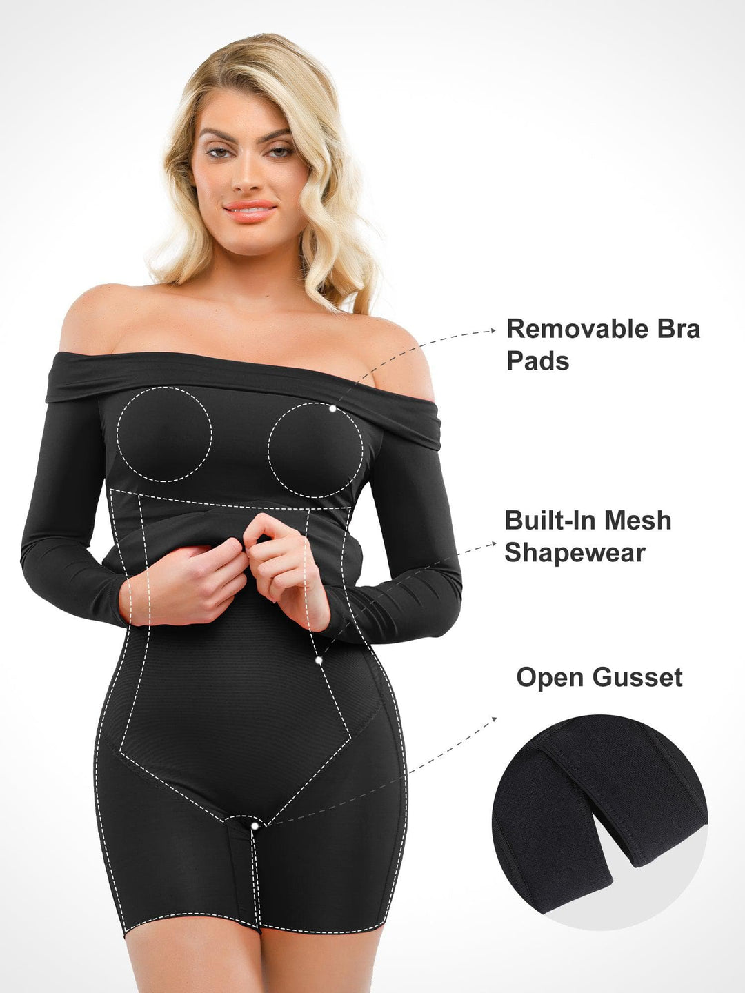 Popilush® Built-In Shapewear Off Shoulder Dresses