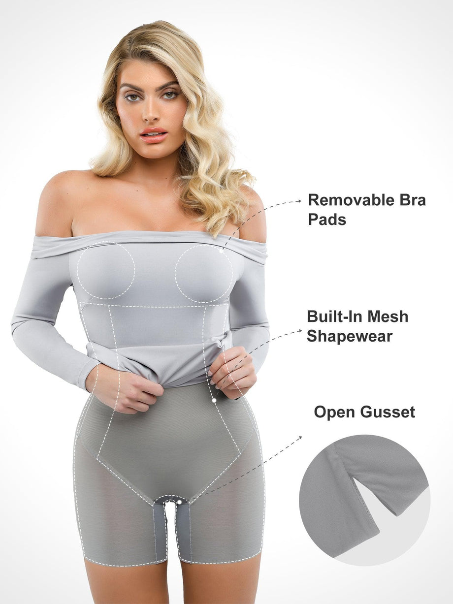 Popilush Off Shoulder Shaper Dress with Built in Shapewear Bra Bodycon 8 in  1 Wedding Party Slip Mini Dress for Women : : Clothing, Shoes 