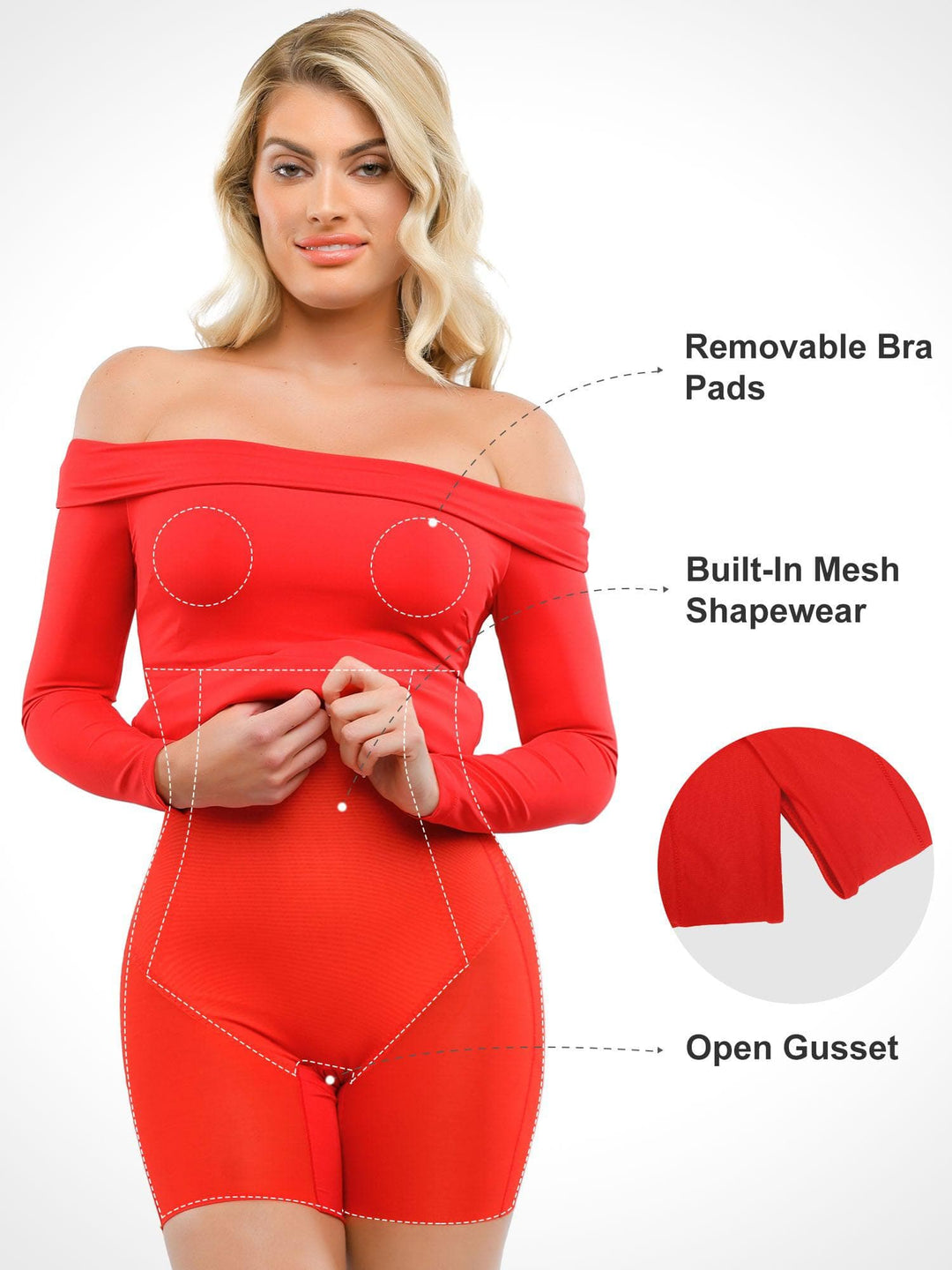 Popilush® Built-In Shapewear Off Shoulder Dresses