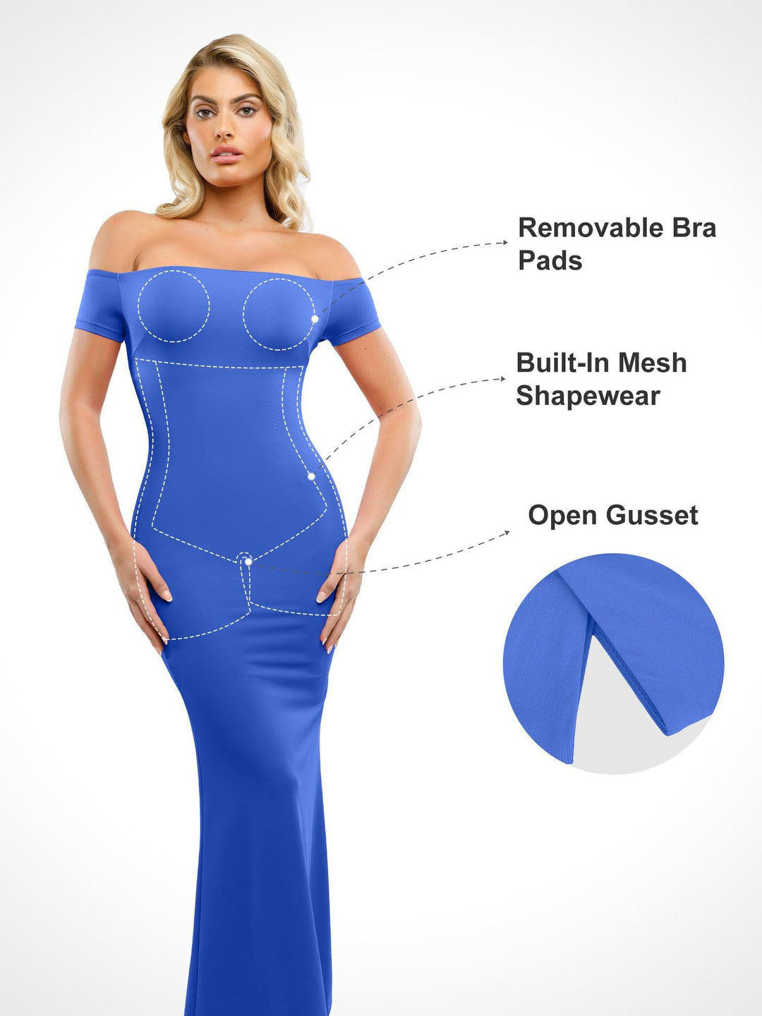 Popilush® Built-In Shapewear Off Shoulder Dresses