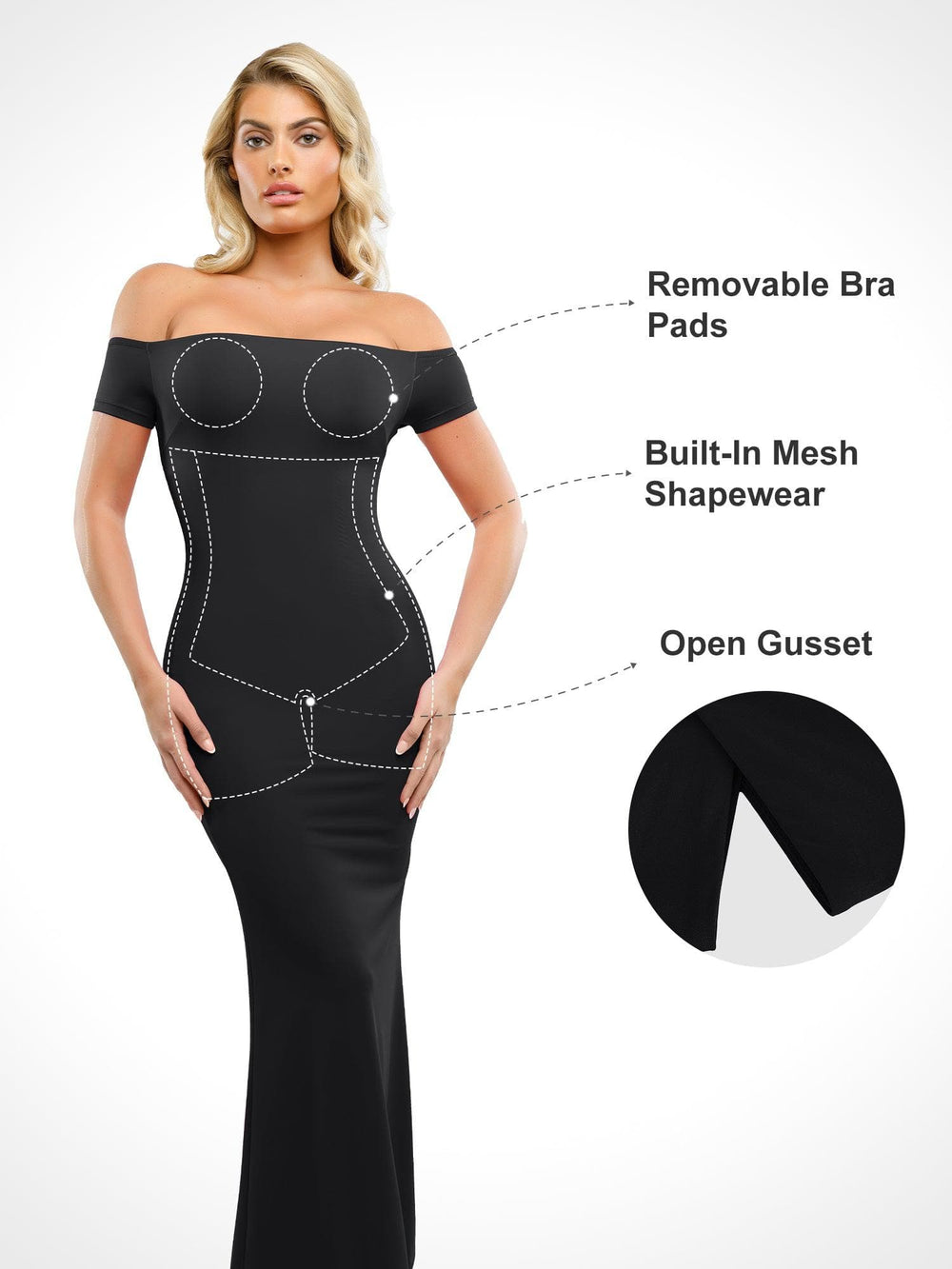 Popilush® Built-In Shapewear Off Shoulder Dresses