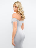 Popilush® Formal Bodycon Party Winter Dress Built-In Shapewear Off Shoulder Dresses