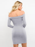 Popilush® Built-In Shapewear Off Shoulder Long Sleeve Midi Dress