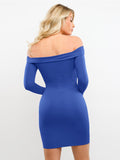 Popilush® Built-In Shapewear Off Shoulder Long Sleeve Midi Dress