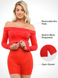 Popilush® Formal Bodycon Party Winter Dress Built-In Shapewear Off Shoulder Long Sleeve Midi Dress