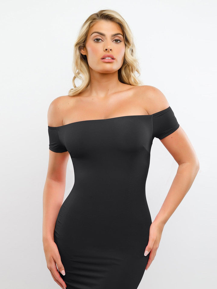 Popilush® Built-In Shapewear One Shoulder Maxi Dress