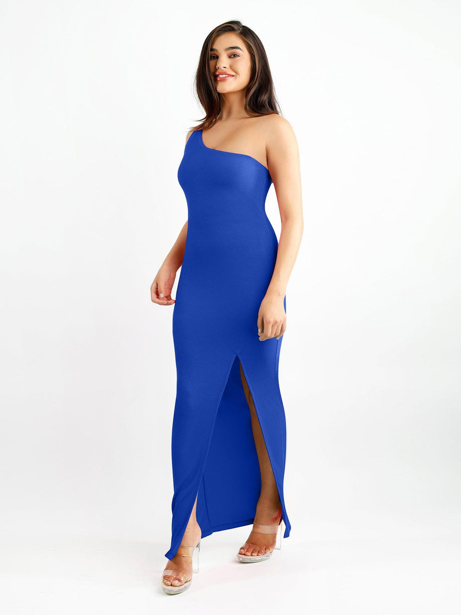 Built-In Shapewear One Shoulder Split Modal Maxi Dress – Popilush®CA