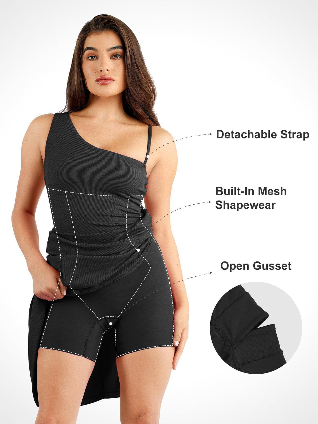 Popilush® Formal Bodycon Party Summer Dress Built-In Shapewear One Shoulder Split Modal Maxi Dress