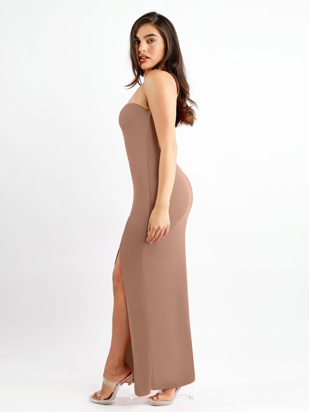 Popilush® Formal Bodycon Party Summer Dress Built-In Shapewear One Shoulder Split Modal Maxi Dress