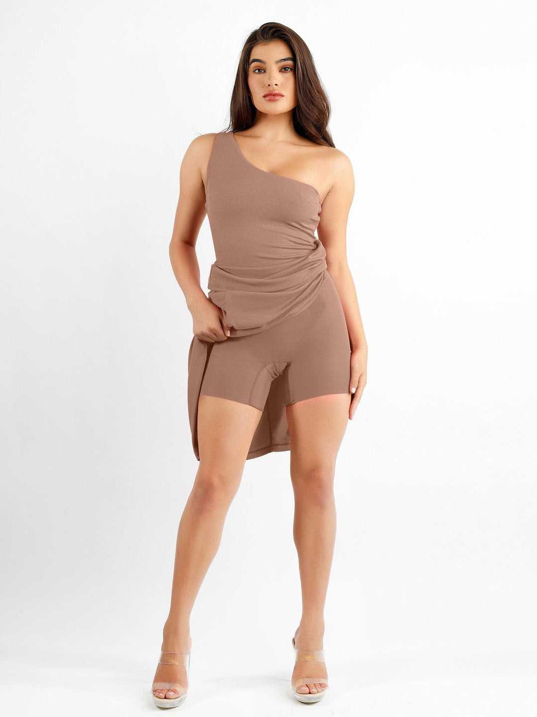 Popilush® Formal Bodycon Party Summer Dress Built-In Shapewear One Shoulder Split Modal Maxi Dress