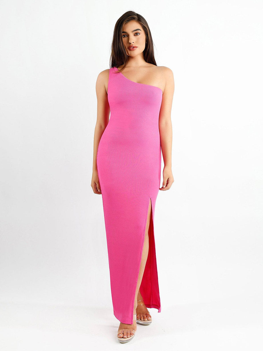 Skims Light Pink Bodycon Dress  Pink bodycon dresses, Pink maxi dress  outfit, Light pink maxi dress