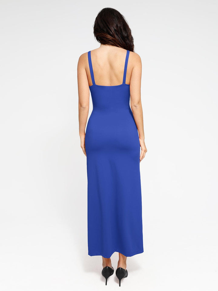 Popilush® Built-in Shapewear Ruched Slit Maxi Dress