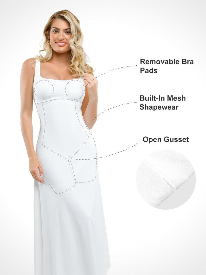 Popilush Long-Sleeve Cardigan 2 Piece Outfit Built-In Shapewear Sleeveless Maxi Dress Or Set