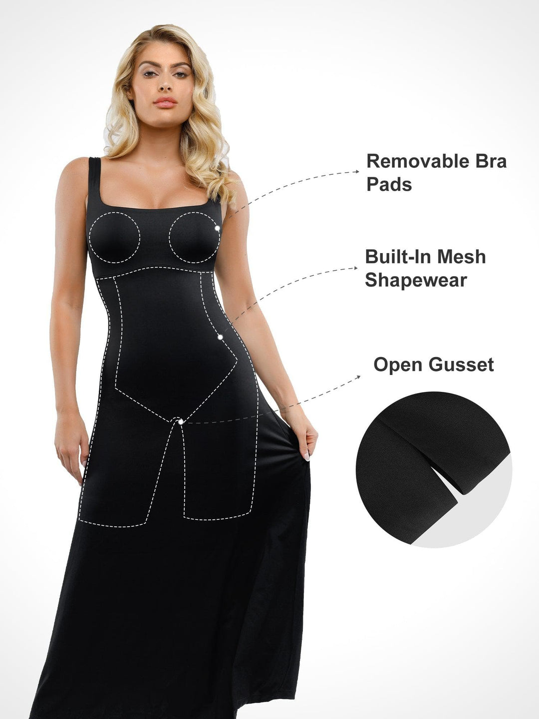 Popilush Long-Sleeve Cardigan 2 Piece Outfit Built-In Shapewear Sleeveless Maxi Dress Or Set