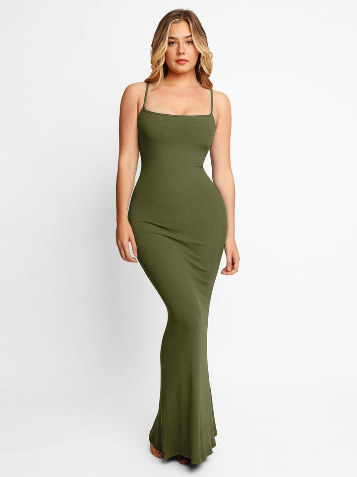 Popilush Shaping Slip Dress Built-In Shapewear Slip Maxi Lounge Dress