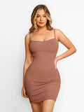 Popilush Shaping Slip Dress Light Brown / XS Built-In Shapewear Slip Mini Lounge Dress