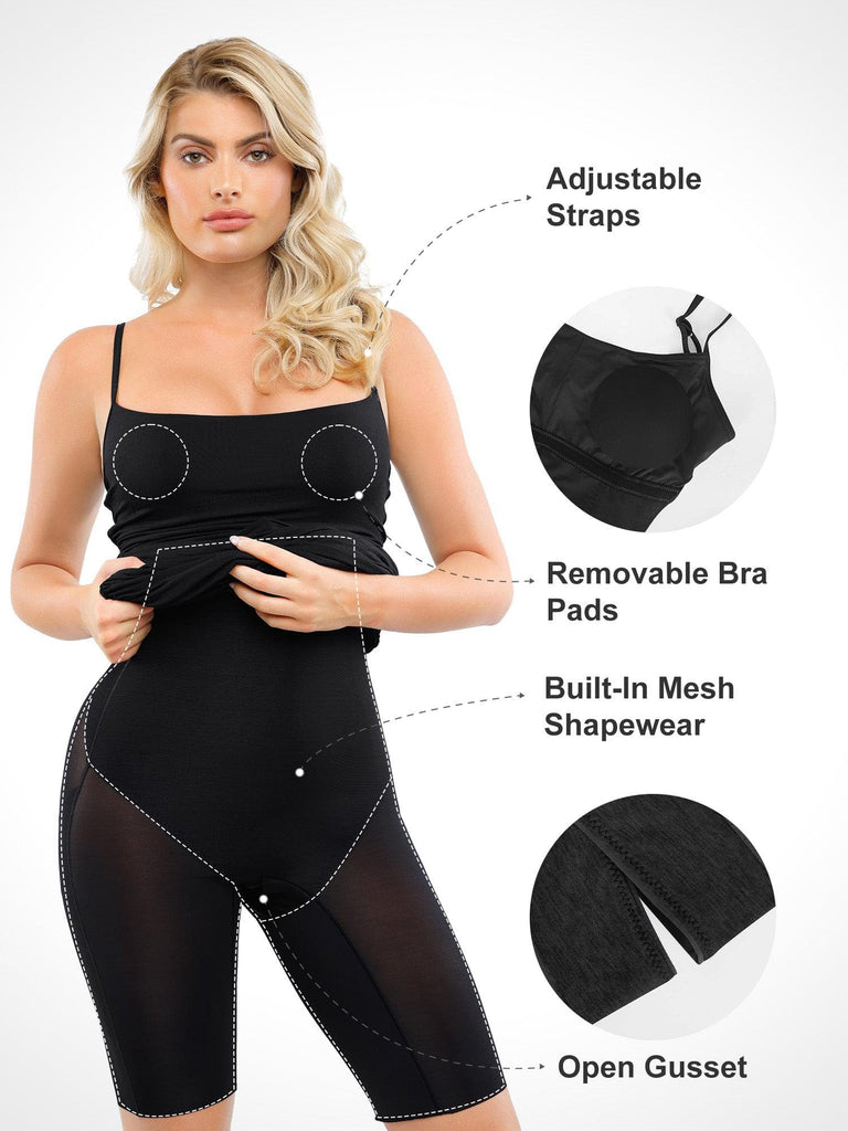 Popilush Shaper Dress Built in Shapewear Bra Bodysuit for Women Mini  Backless Slip Spaghetti Strap Dresses Black - ShopStyle