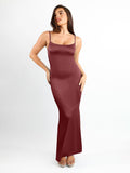 Popilush® Wine / S Built-In Shapewear Slip Shine Maxi Dress