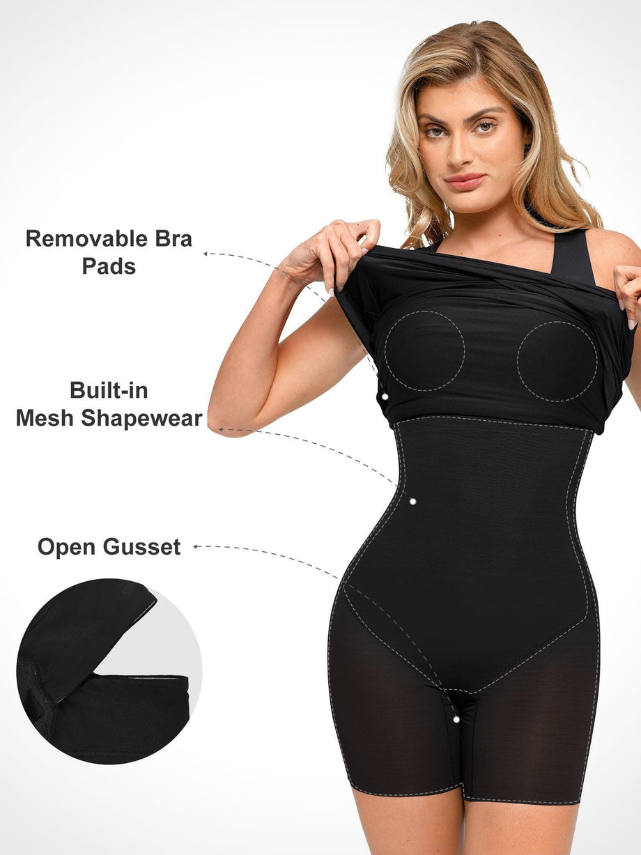 Popilush Slimming Bodysuit for Women Square Neck Sleeveless