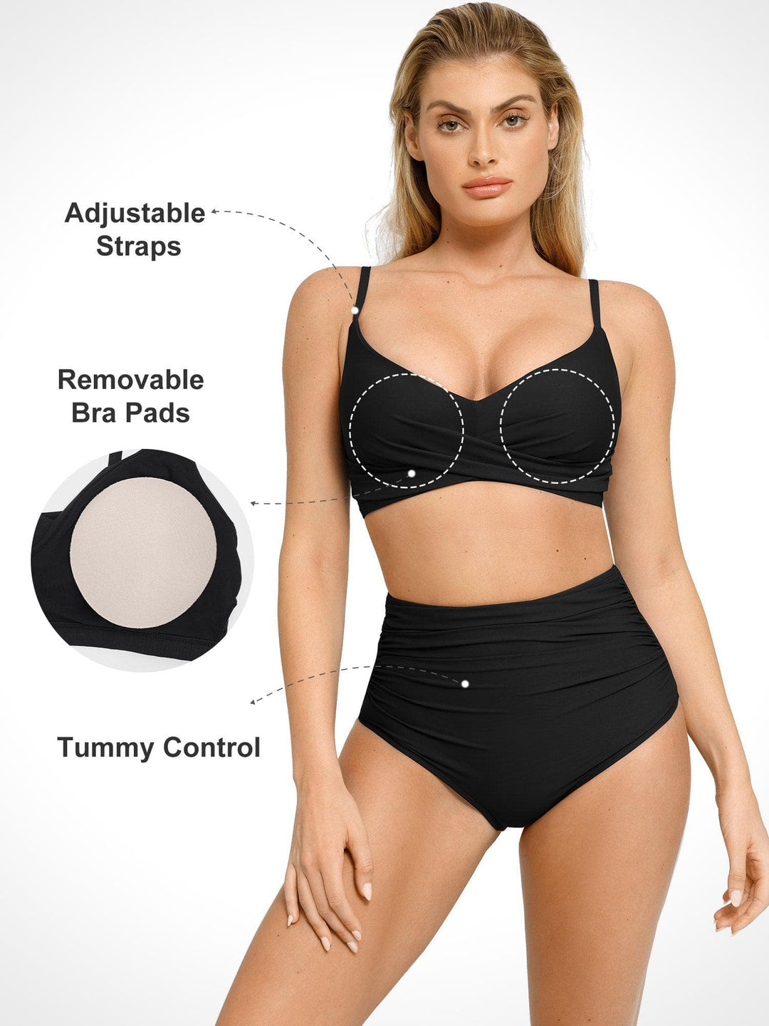 Popilush® One-Piece Shapewear Swimsuit  Or Ruched Bikini Set